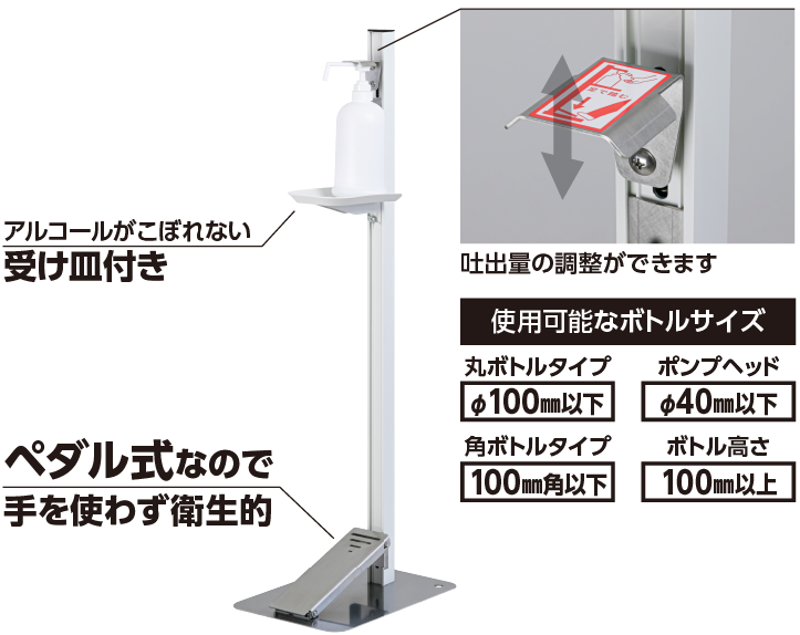足踏式 消毒液スタンド(TTM-08)/卓上パーテーション(TTM-07) ｜DRY
